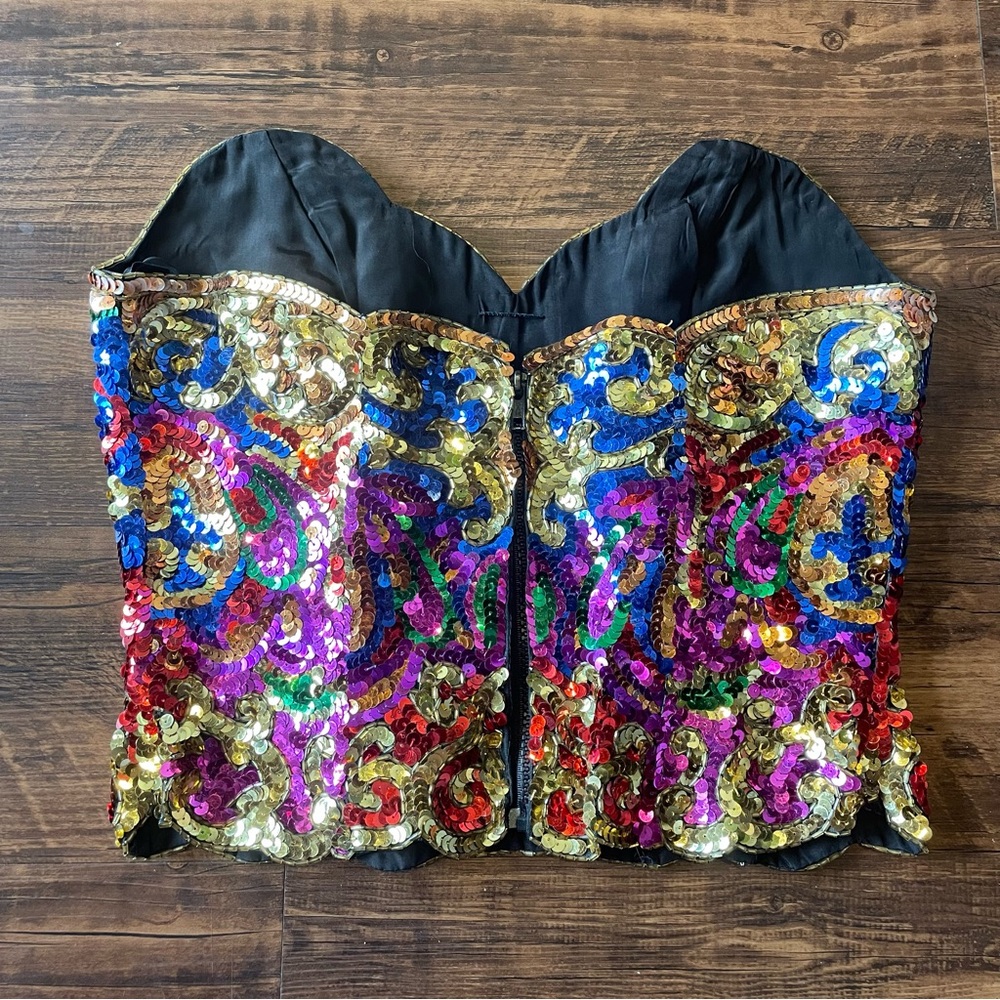 Multicolor Sequin Strapless Top - image 5